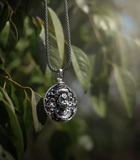 Premium Divine Hanuman Ji Silver Plated Pendant with Chain