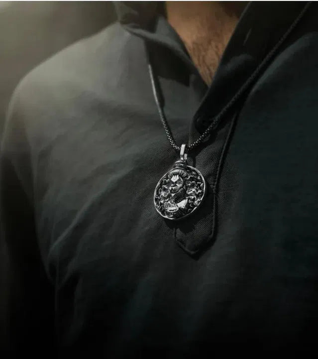 Premium Divine Hanuman Ji Silver Plated Pendant with Chain